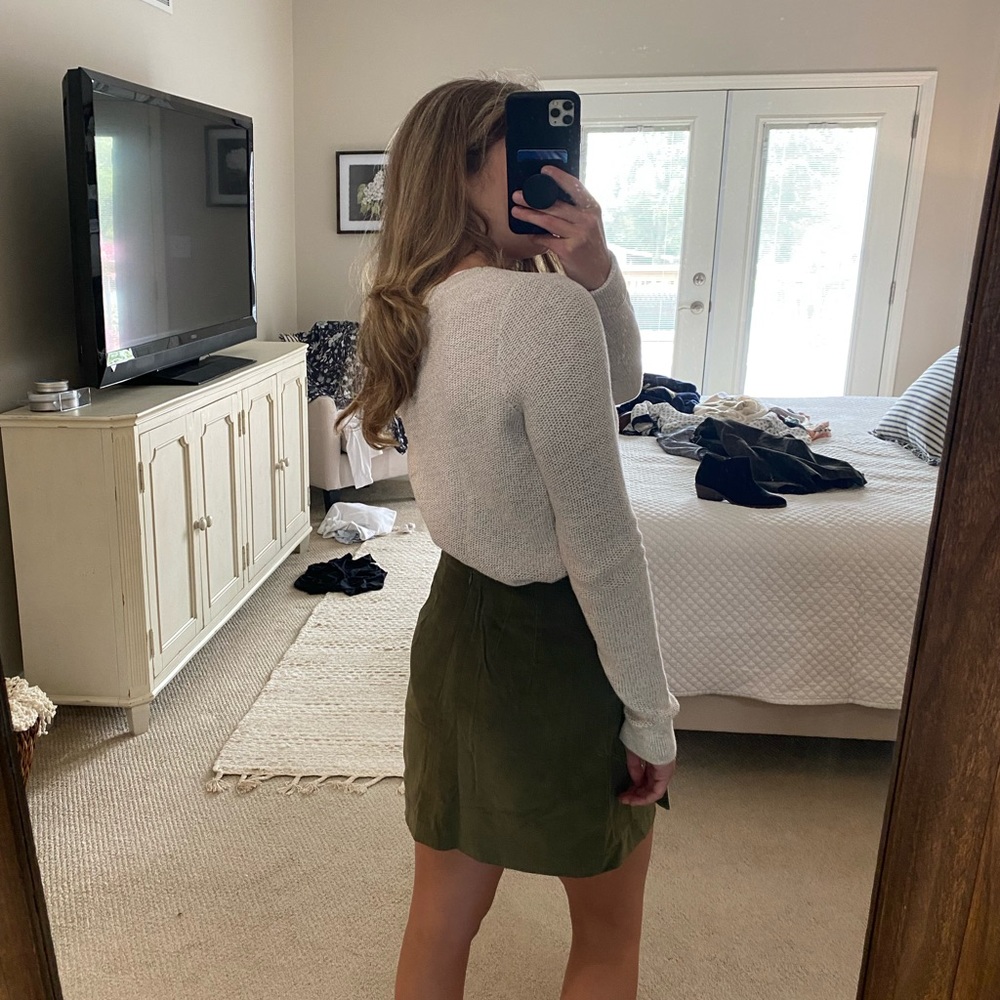 Corduroy green skirt